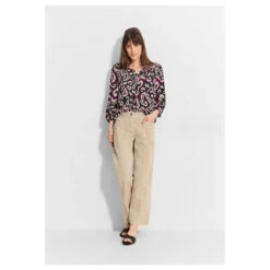 Cecil Damen 3/4 Arm Bluse Multicolor Print Black -Modebekleidungs Geschäft cecil multicolor print shirt bunt muster 30001 vorne