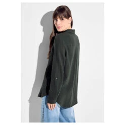 Cecil Damen Langarm Bluse Musselin Blouse Strong Khaki -Modebekleidungs Geschäft cecil musselin blouse bluse gruen 15382 model hinten