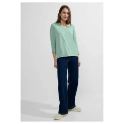 Cecil Damen 3/4 Arm Pullover Oversized V-Neck Salvia Green Melange 8 Cecil Damen 3/4 Arm Pullover Oversized V-Neck Salvia Green Melange -Modebekleidungs Geschäft cecil oversized v neck pullover gruen 15570 model