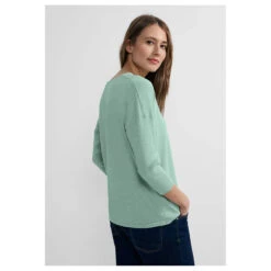 Cecil Damen 3/4 Arm Pullover Oversized V-Neck Salvia Green Melange 7 Cecil Damen 3/4 Arm Pullover Oversized V-Neck Salvia Green Melange -Modebekleidungs Geschäft cecil oversized v neck pullover gruen 15570 model hinten