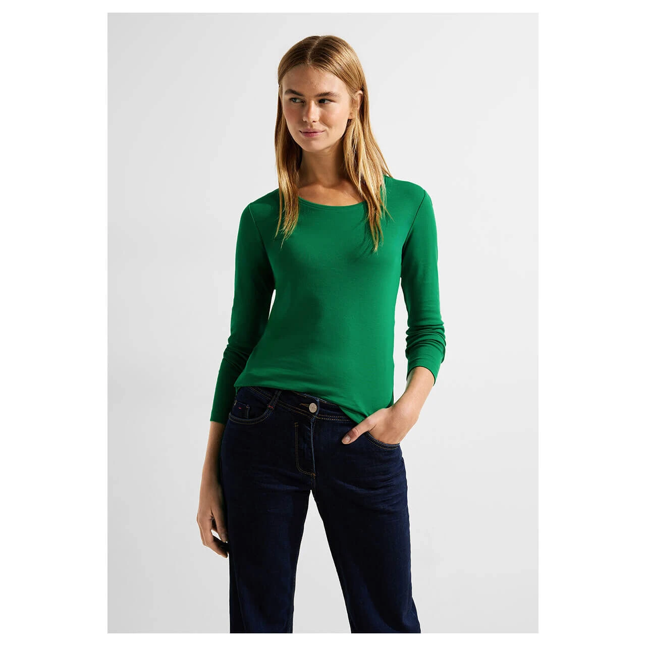 Cecil Damen Langarm Shirt Pia Easy Green 2 Cecil Damen Langarm Shirt Pia Easy Green – Bild 2
