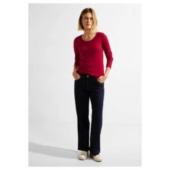 Cecil Damen Langarm Shirt Pia Casual Red 8 Cecil Damen Langarm Shirt Pia Casual Red -Modebekleidungs Geschäft cecil pia langarmshirt rot 14935 front