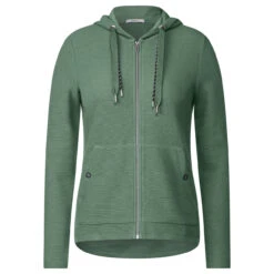 Cecil Damen Hoodie Shirtjacke Solid Raw Salvia Green