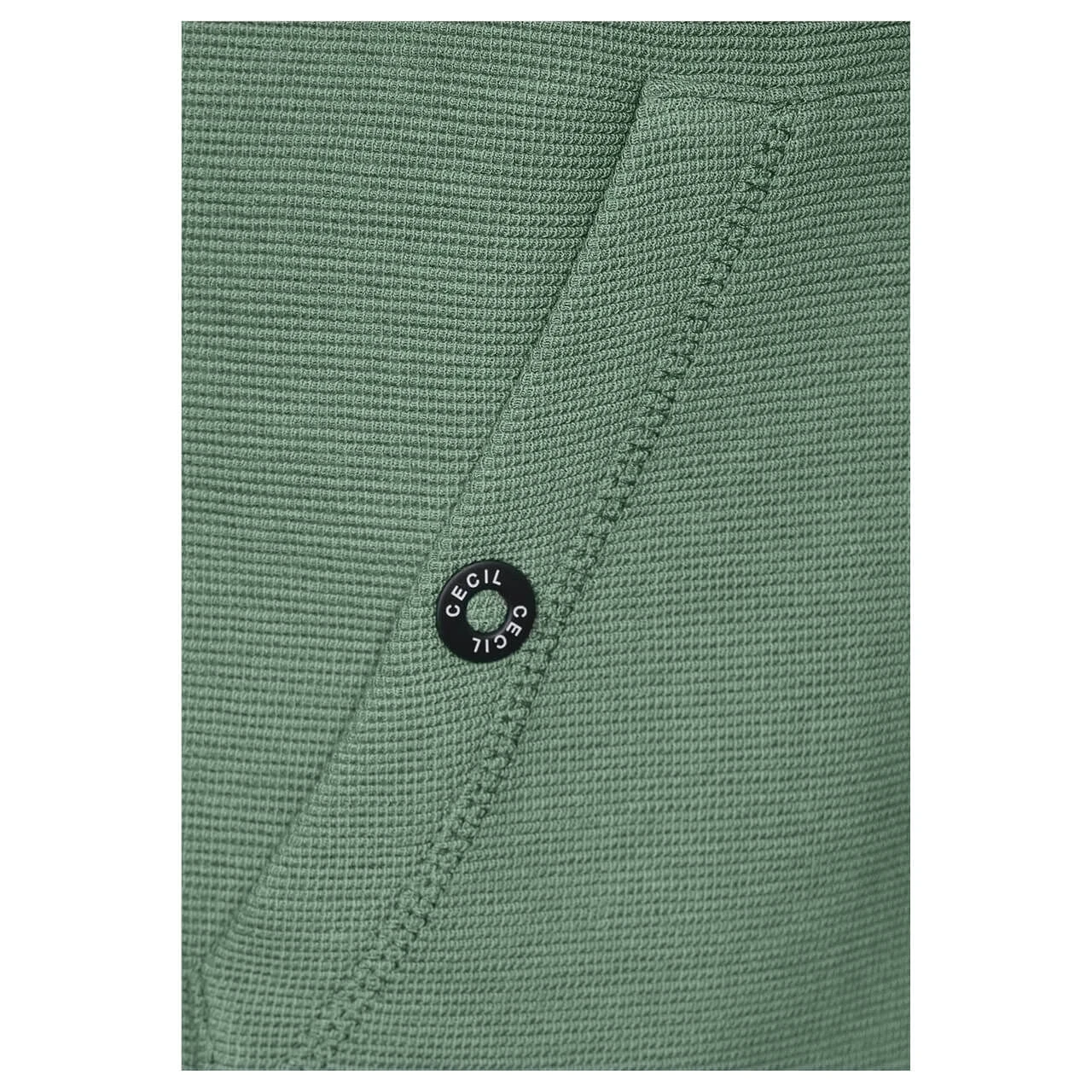 Cecil Damen Hoodie Shirtjacke Solid Raw Salvia Green 5 Cecil Damen Hoodie Shirtjacke Solid Raw Salvia Green – Bild 5