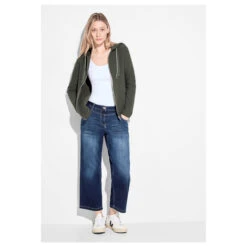 Cecil Damen Hoodie Shirtjacke Solid Cool Khaki 8 Cecil Damen Hoodie Shirtjacke Solid Cool Khaki -Modebekleidungs Geschäft cecil solid jacket sweatjacke gruen 15747 model