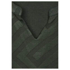 Cecil Damen Langarm Shirt Solid Jacquard Tunic Dynamic Khaki -Modebekleidungs Geschäft cecil solid jacquard tunic langarmshirt gruen 15612 detail