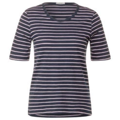 Cecil Damen T-Shirt Stripe Basic Roundneck Tender Rose
