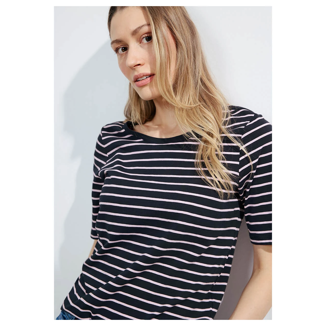 Cecil Damen T-Shirt Stripe Basic Roundneck Tender Rose 5 Cecil Damen T-Shirt Stripe Basic Roundneck Tender Rose – Bild 5