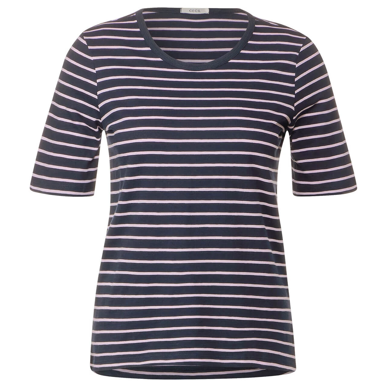 Cecil Damen T-Shirt Stripe Basic Roundneck Tender Rose 1 Cecil Damen T-Shirt Stripe Basic Roundneck Tender Rose