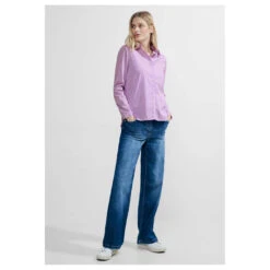 Cecil Damen Langarm Bluse Stripe Blouse Sporty Lilac 9 Cecil Damen Langarm Bluse Stripe Blouse Sporty Lilac -Modebekleidungs Geschäft cecil stripe blouse bluse violett 25565 model