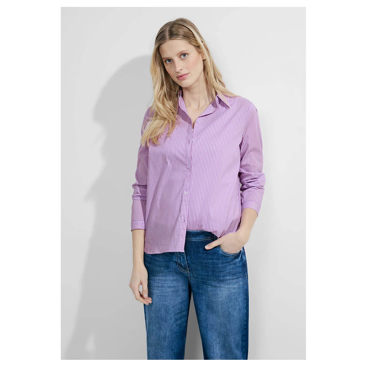 Cecil Damen Langarm Bluse Stripe Blouse Sporty Lilac 2 Cecil Damen Langarm Bluse Stripe Blouse Sporty Lilac – Bild 2