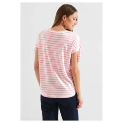 Cecil Stripe Mix T-Shirt Soft Neon Pink -Modebekleidungs Geschäft cecil stripe mix shirt rosa 32735 hinten