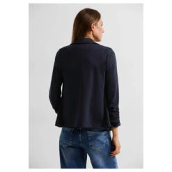 Cecil Damen Sweat Blazer Night Sky Blue -Modebekleidungs Geschäft cecil sweat blazer with gathering detail blau 14077 hinten