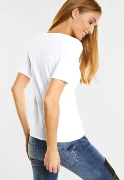 Cecil Lena T-Shirt White 7 Cecil Lena T-Shirt White -Modebekleidungs Geschäft cecil tshirt lena white 10000 hinten