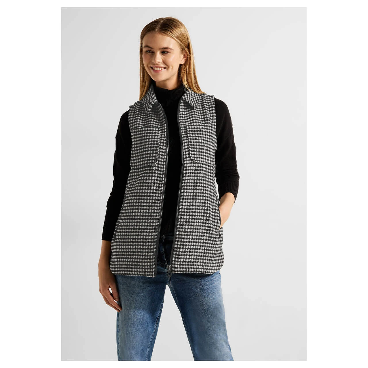 Cecil Damen Weste Jacquard Black 2 Cecil Damen Weste Jacquard Black – Bild 2