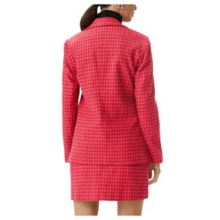 Comma Damen Blazer Lilac Pink Houndstooth -Modebekleidungs Geschäft comma blazer rot 46n1 model hinten