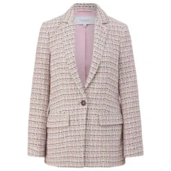 Comma Damen Bouclé Blazer Beige Multicolour