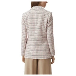 Comma Damen Bouclé Blazer Beige Multicolour 6 Comma Damen Bouclé Blazer Beige Multicolour -Modebekleidungs Geschäft comma indoor blazer beige 82n1 model hinten