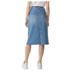 Comma Damen Jeansrock Light Blue -Modebekleidungs Geschäft comma rock blau 53z3 model hinten