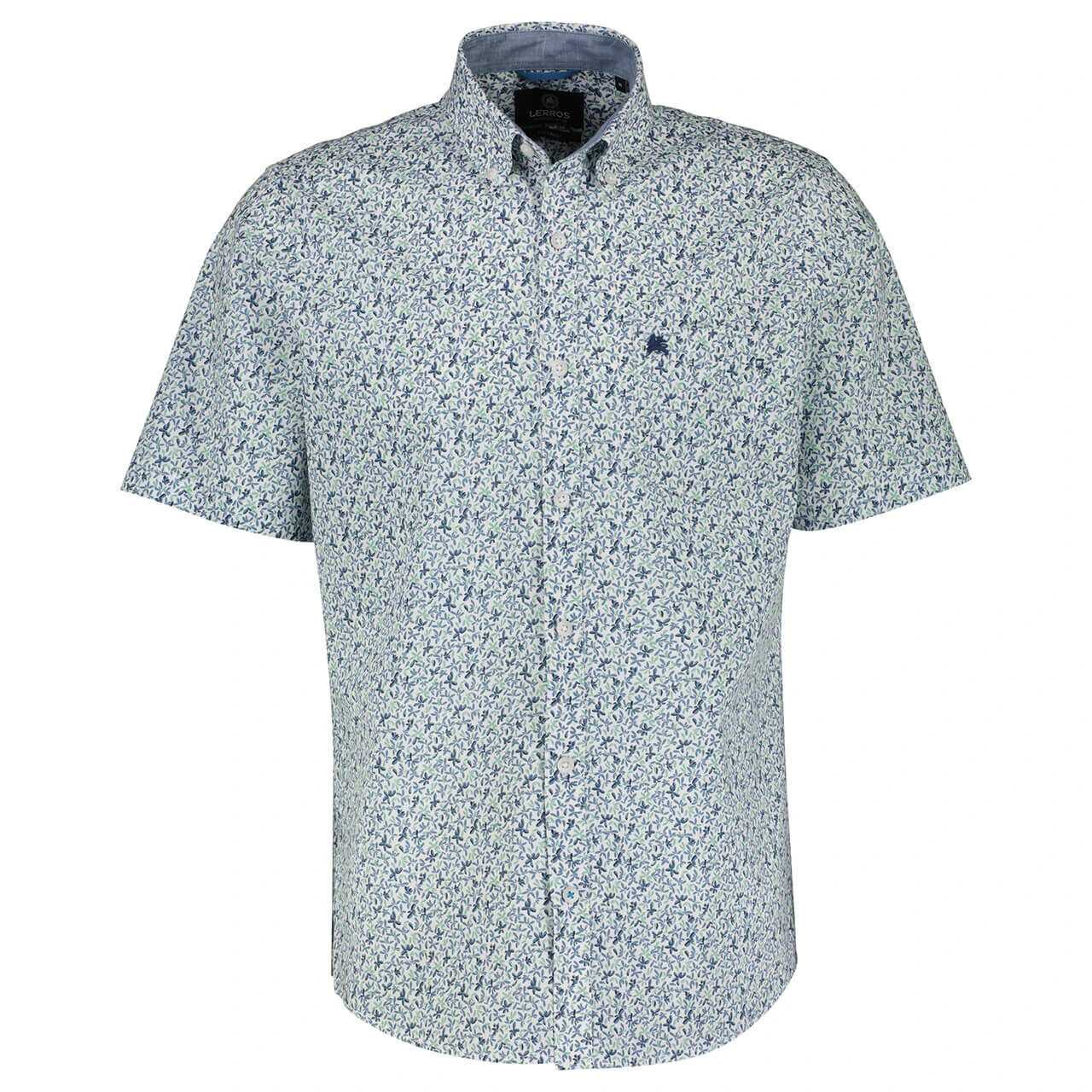Lerros Herren 1/2 Arm Hemd Vintage White Flower 1 Lerros Herren 1/2 Arm Hemd Vintage White Flower