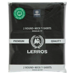 Lerros Herren T-Shirts Round Neck Black -Modebekleidungs Geschäft lerros roundneck 1 2 arm t shirt black 290 detail vorne