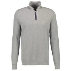 Lerros Herren Troyer Pullover Mid Grey Melange