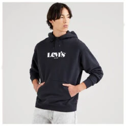 Levis Levi's® Herren Logo Hoodie Sweatshirt Mineral Black -Modebekleidungs Geschäft levis pullover schwarz mann vorne