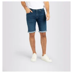 MAC Jogn Jeans Bermuda Night Blue Vintage Wash -Modebekleidungs Geschäft mac jeans jogn bermuda blau h659 model vorne