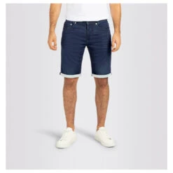 MAC Jogn Jeans Bermuda Dark Blue Greenish Indigo -Modebekleidungs Geschäft mac jeans jogn bermuda blau h731 model vorne