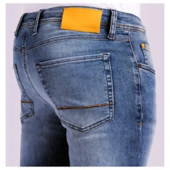 MAC Flexx Jeans Venice Blue Used -Modebekleidungs Geschäft mac jeans macflexx blau h239 model detail hinten