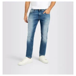 MAC Flexx Jeans Venice Blue Used -Modebekleidungs Geschäft mac jeans macflexx blau h239 model vorne