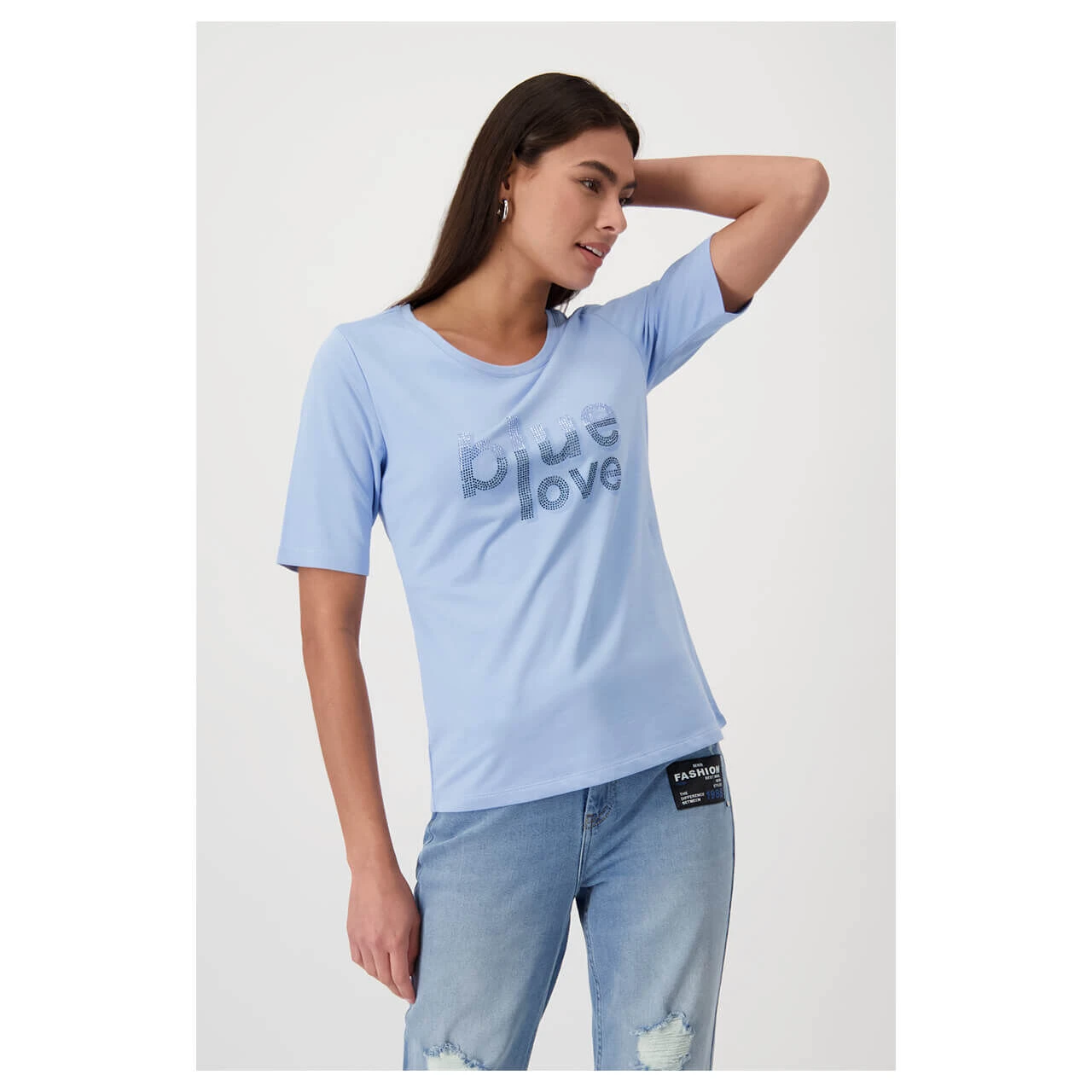 Monari Damen T-Shirt Light Blue Glitter 3 Monari Damen T-Shirt Light Blue Glitter – Bild 3