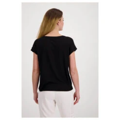 Monari Damen T-Shirt Black Sporty Elegance -Modebekleidungs Geschäft monari shirt sporty elegance 999 ansicht model hinten