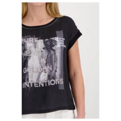 Monari Damen T-Shirt Black Sporty Elegance -Modebekleidungs Geschäft monari shirt sporty elegance 999 detail model vorn