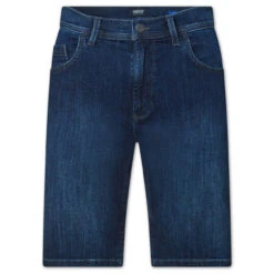 Pioneer Finn Jeans Bermuda Megaflex Dark Blue Used -Modebekleidungs Geschäft pioneer jeans finn megaflex blau 6812 ansicht vorne