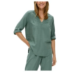 S.Oliver Damen 3/4 Arm Bluse Ocean Green -Modebekleidungs Geschäft s oliver bluse gruen 6575 model vorne