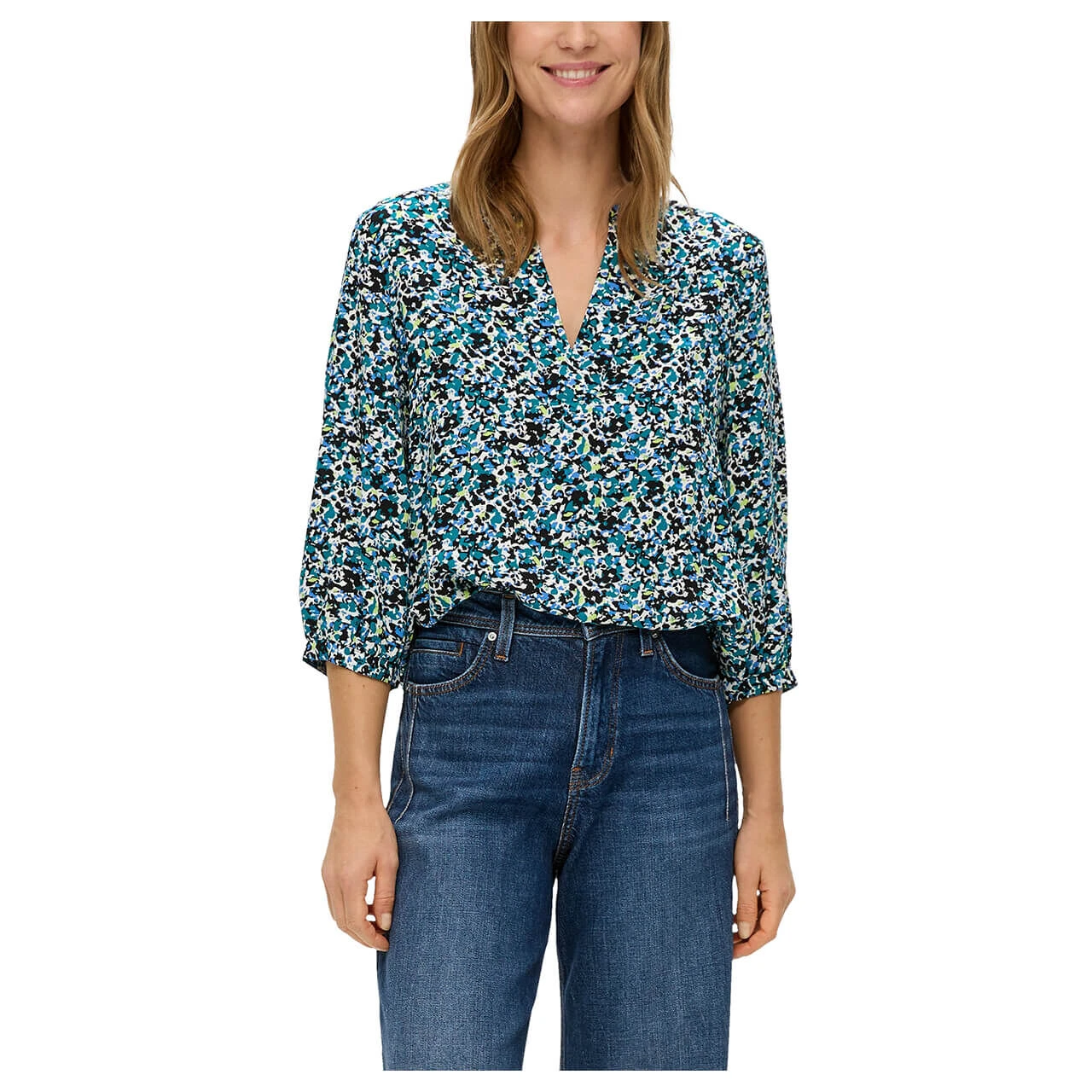 S.Oliver Damen 3/4 Arm Bluse Black Multicolor 2 S.Oliver Damen 3/4 Arm Bluse Black Multicolor – Bild 2