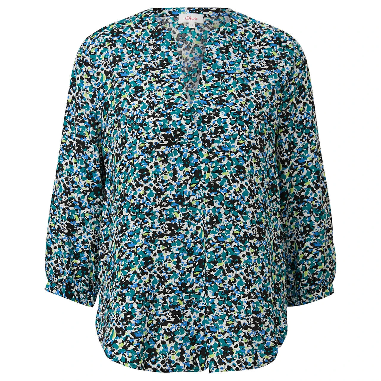 S.Oliver Damen 3/4 Arm Bluse Black Multicolor 1 S.Oliver Damen 3/4 Arm Bluse Black Multicolor