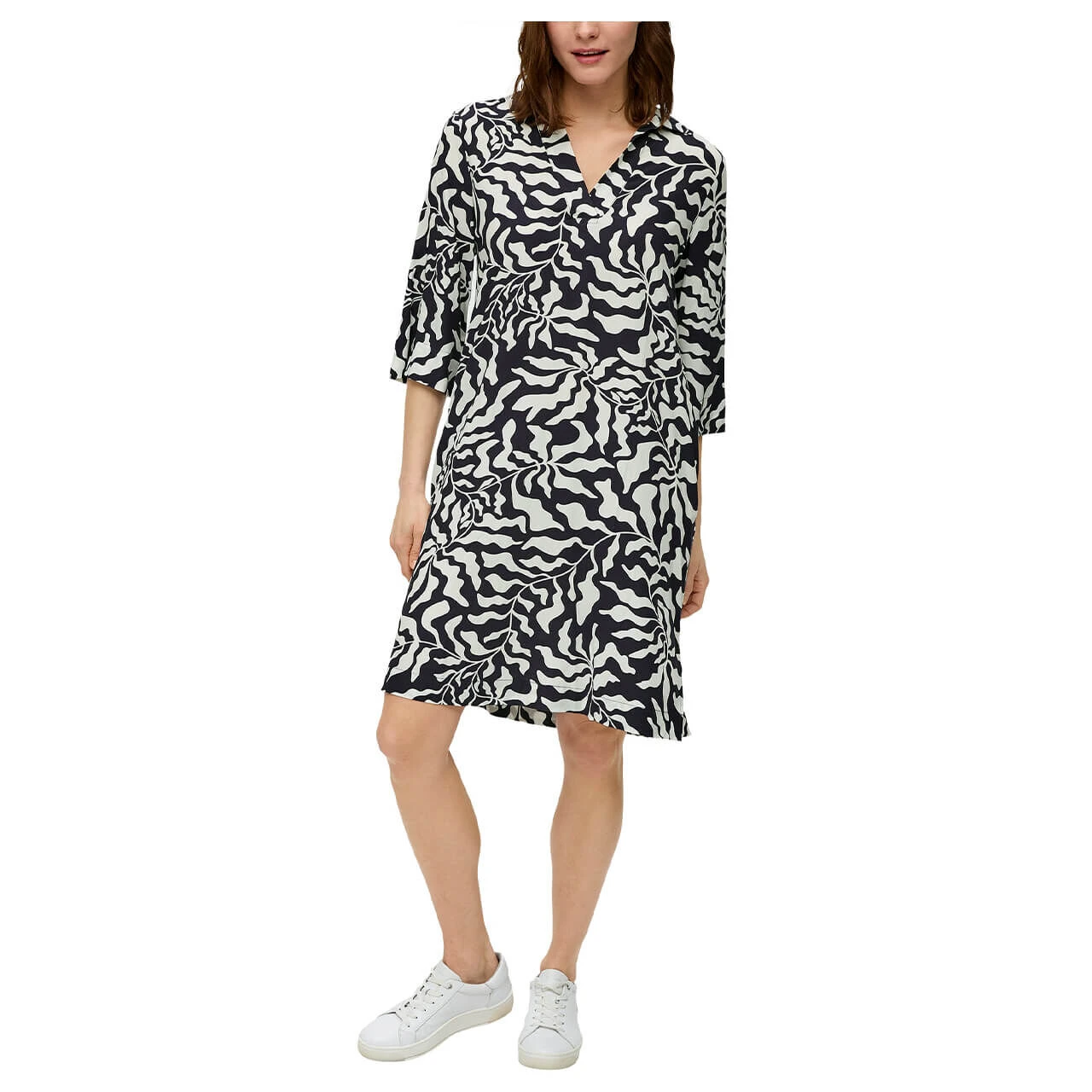 S.Oliver Damen 3/4 Arm Kleid Navy Printed 2 S.Oliver Damen 3/4 Arm Kleid Navy Printed – Bild 2