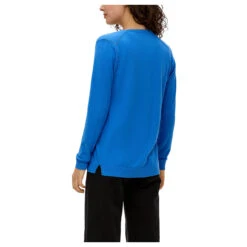 S.Oliver Damen Strickjacke Blue Melange -Modebekleidungs Geschäft s oliver cardigan blau 5531 model hinten