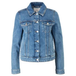 S.Oliver Damen Jeansjacke Middle Blue Denim Stretch