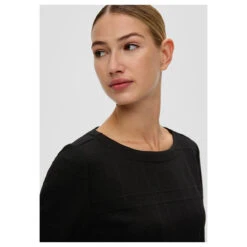 S.Oliver Damen Langarm Kleid Black Structured -Modebekleidungs Geschäft s oliver kleid schwarz 9999 model detail