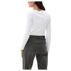 S.Oliver Damen Langarm Shirt Shiny White -Modebekleidungs Geschäft s oliver langarmshirt weiss 0100 hinten