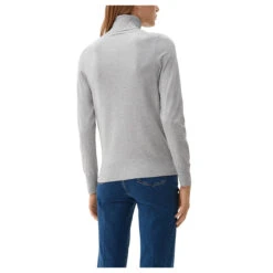 S.Oliver Damen Rollkragen Pullover Basic Grey Melange -Modebekleidungs Geschäft s oliver rollkragenpullover grau 9400 hinten