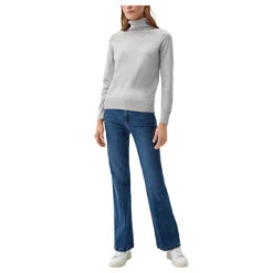 S.Oliver Damen Rollkragen Pullover Basic Grey Melange -Modebekleidungs Geschäft s oliver rollkragenpullover grau 9400 vorne