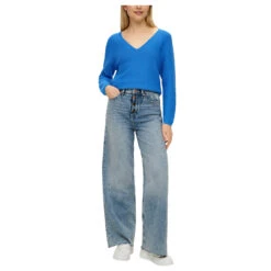 S.Oliver Damen Pullover Cobalt Blue -Modebekleidungs Geschäft s oliver strickpullover blau 5531 model