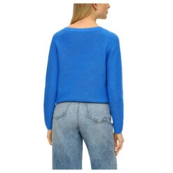 S.Oliver Damen Pullover Cobalt Blue -Modebekleidungs Geschäft s oliver strickpullover blau 5531 model hinten
