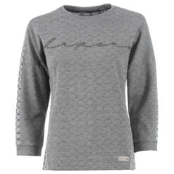 Soquesto Damen 3/4 Arm Sweatshirt Black Grey Melange