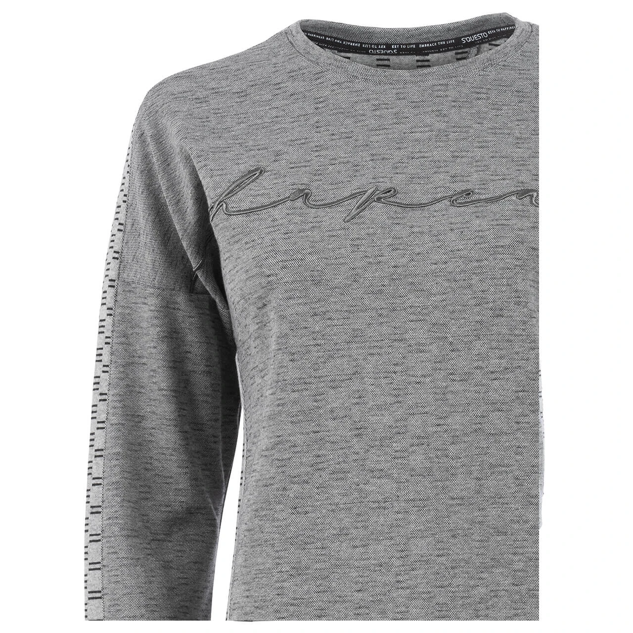 Soquesto Damen 3/4 Arm Sweatshirt Black Grey Melange 4 Soquesto Damen 3/4 Arm Sweatshirt Black Grey Melange – Bild 4