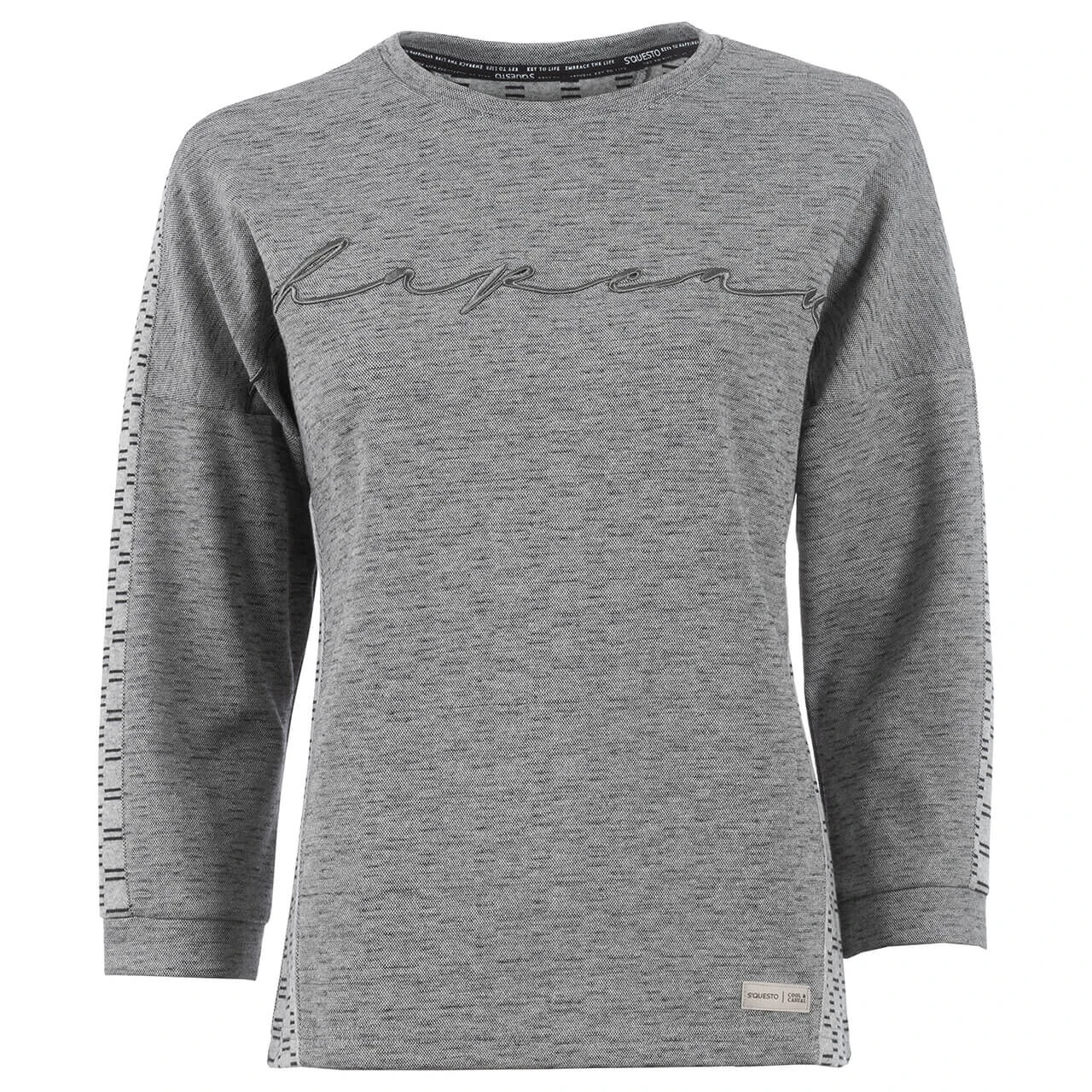 Soquesto Damen 3/4 Arm Sweatshirt Black Grey Melange 1 Soquesto Damen 3/4 Arm Sweatshirt Black Grey Melange